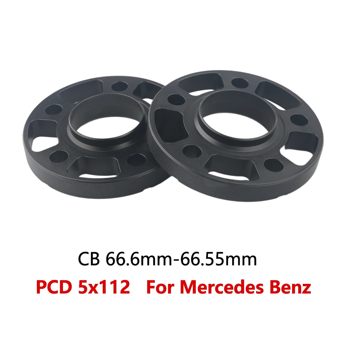 Adaptateur d'entretoise de roue 12/15/20 mm PCD 5x112 CB 66,6 mm-66,55 mm 5 trous Convient pour voiture Benz 2 pièces/ensemble Aluminium 6061-T6