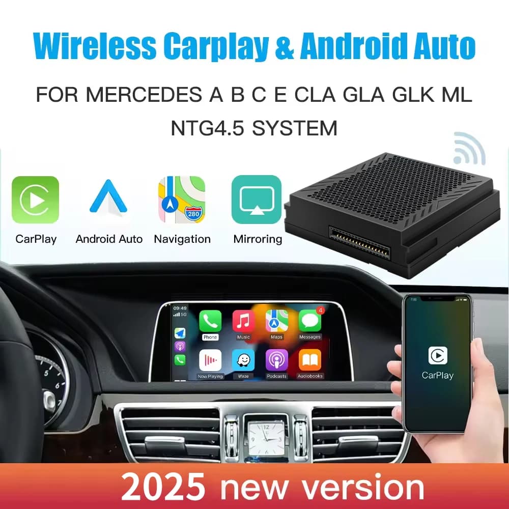 Carplay sans fil adapté à Mercedes Benz A B C E CLA GLA GLK ML Sprinter NTG4.5 Becker Module Android Auto Navigation