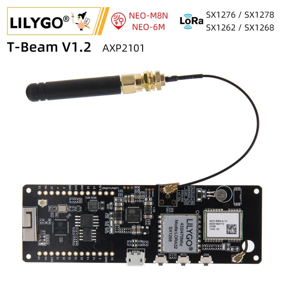 LILYGO® T-Beam V1.2 ESP32 LoRa Tech LoRaWAN Longue Portée 433MHz 868MHz 915MHz Carte de Développement ESP32-DOWDQ6 GPS WIFI AXP2101