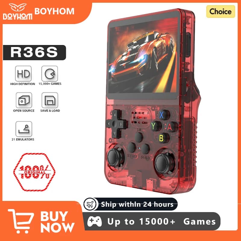 BOYHOM – Console de jeu vidéo rétro R36S, système Linux, écran IPS de 3.5 pouces, lecteur de poche Portable, 64 go, 128 go, meilleurs cadeaux