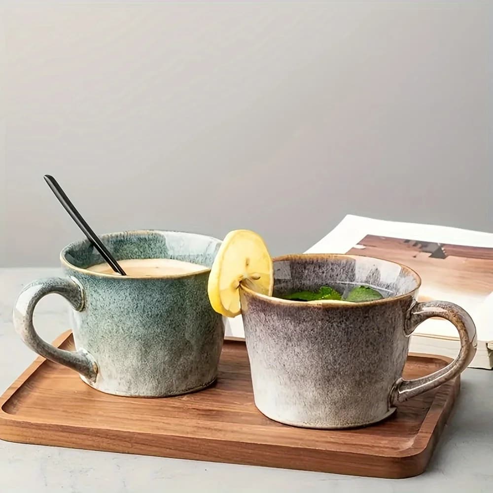 Ensemble de tasses à café en céramique à glaçure réactive pour couples, standard en grès, polyvalent, isolé, tasse à thé et à lait,