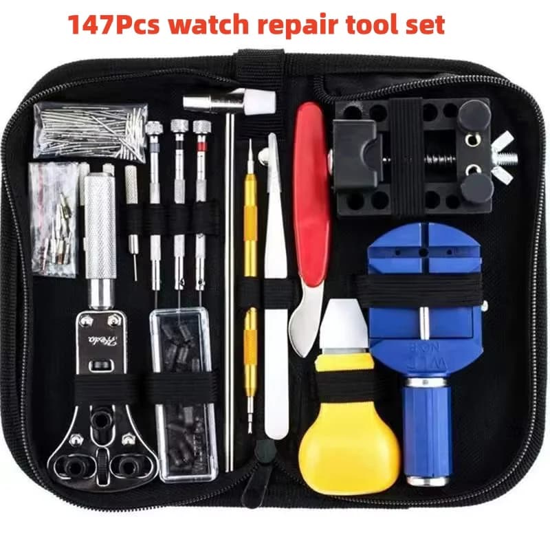 Kit d'outils de réparation de montres, 147 pièces, Kit d'outils de réparation de montres en nylon, ouvre-boîtier de montre, outil multifonctionnel