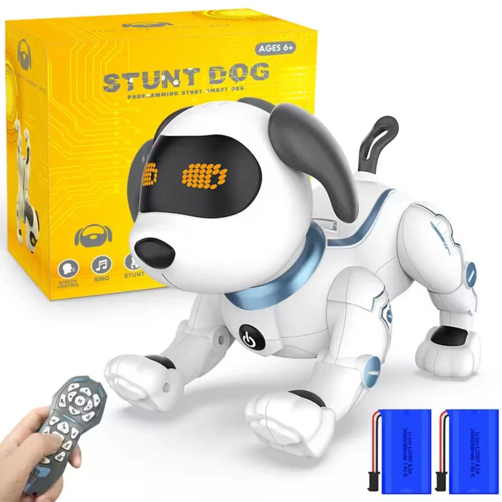 Robot chien programmable avec télécommande, chiot robot interactif pour danser, chanter et aboyer, 9 commandes, rechargeable - cadeau pour filles et