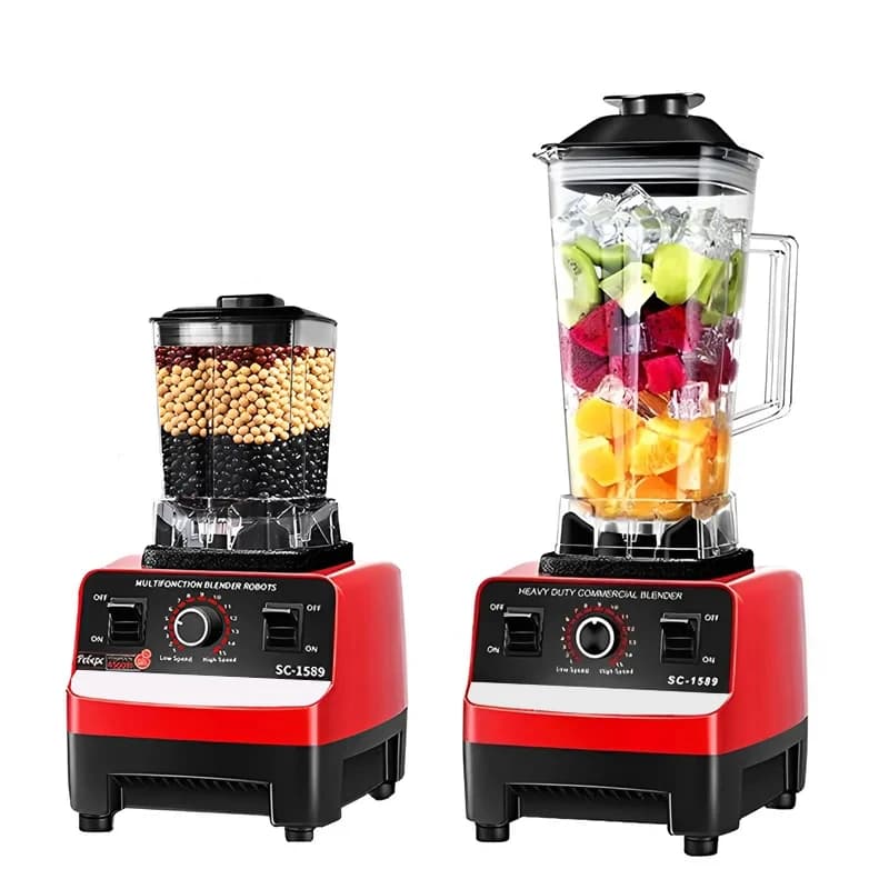 Blender et robot culinaire 2-en-1 2000W, mixeur à smoothies 2L avec lames en acier inoxydable pour écraser la glace et préparer des jus, mixeur de