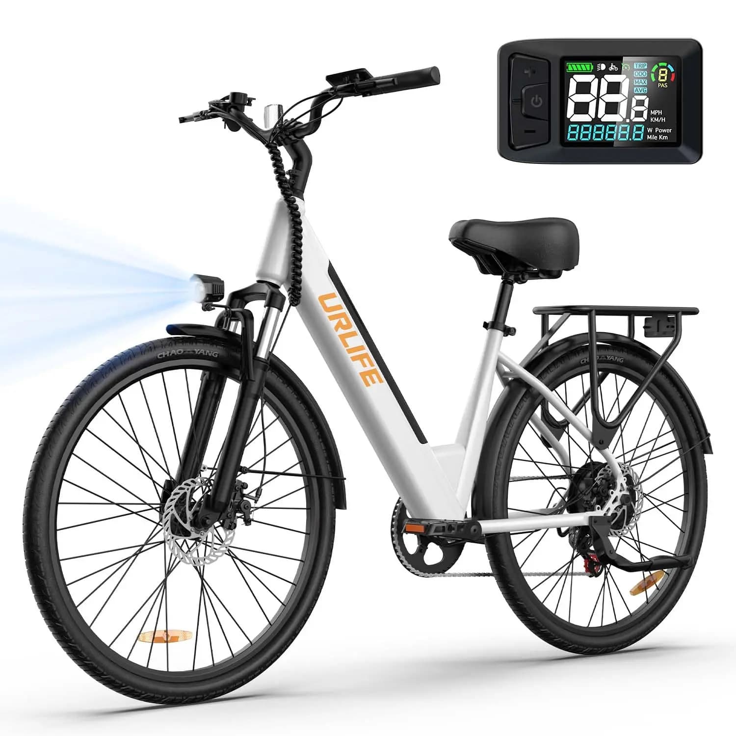 Vélo électrique Urlife E26 pour adultes, pour les trajets quotidiens, batterie amovible 36V, vitesse maximale 25 km/h, pneus standard 26x2 pouces, 7