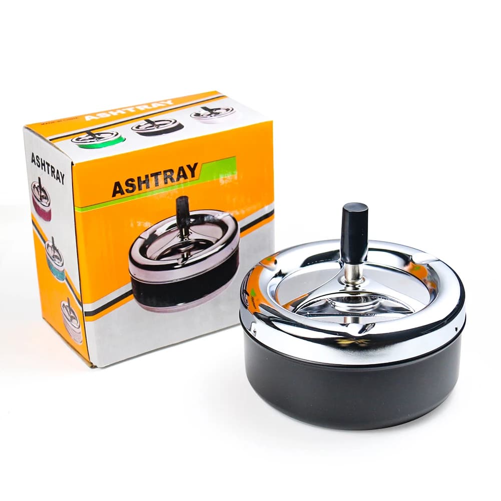 Cendrier rond Laguna en métal avec couvercle, poussez vers le bas, escalade rotative, livres automatiques, accessoires pour fumeurs extérieurs