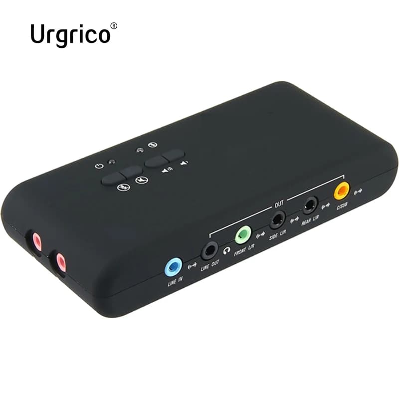 Carte son externe Urgrico avec câble d'extension SPDIF et USB enregistrement de studio de réveil à distance carte son USB 7.1 pour ordinateur PC