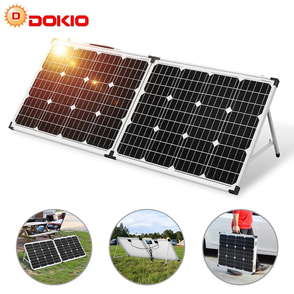 DOKIO Panneau Solaire Rigide Panneaux Solaires 18V Solar Panel Mono Panneau Photovoltaïque Panneau Solaires Pliable + 12V Chargeur Solaire Portable