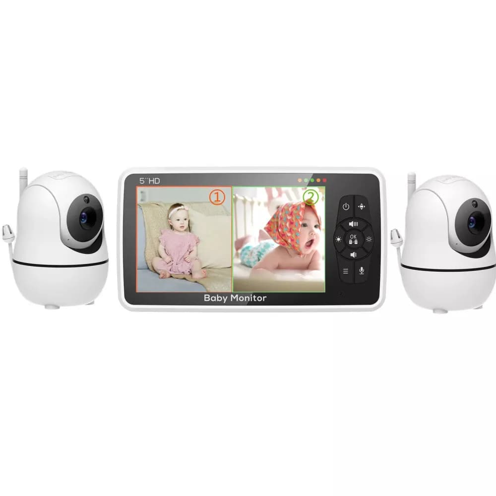 Moniteur vidéo pour bébé avec deux caméras et audio, vision nocturne, n'aime 4X, portée de 1000 pieds, audio bidirectionnel, capteur de