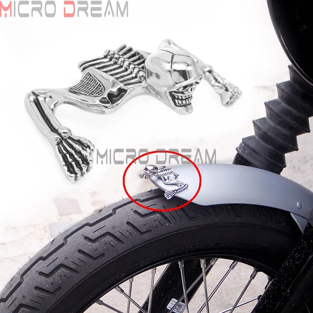 Visière décorative en Chrome pour Harley Softail Bobber Chopper, 7 pouces, phare, garde-boue, Statue squelette
