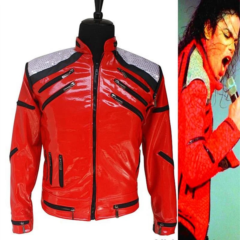Veste à fermeture éclair rouge Michael Jackson MJ Beat It, olympiques d'Halloween et de Noël