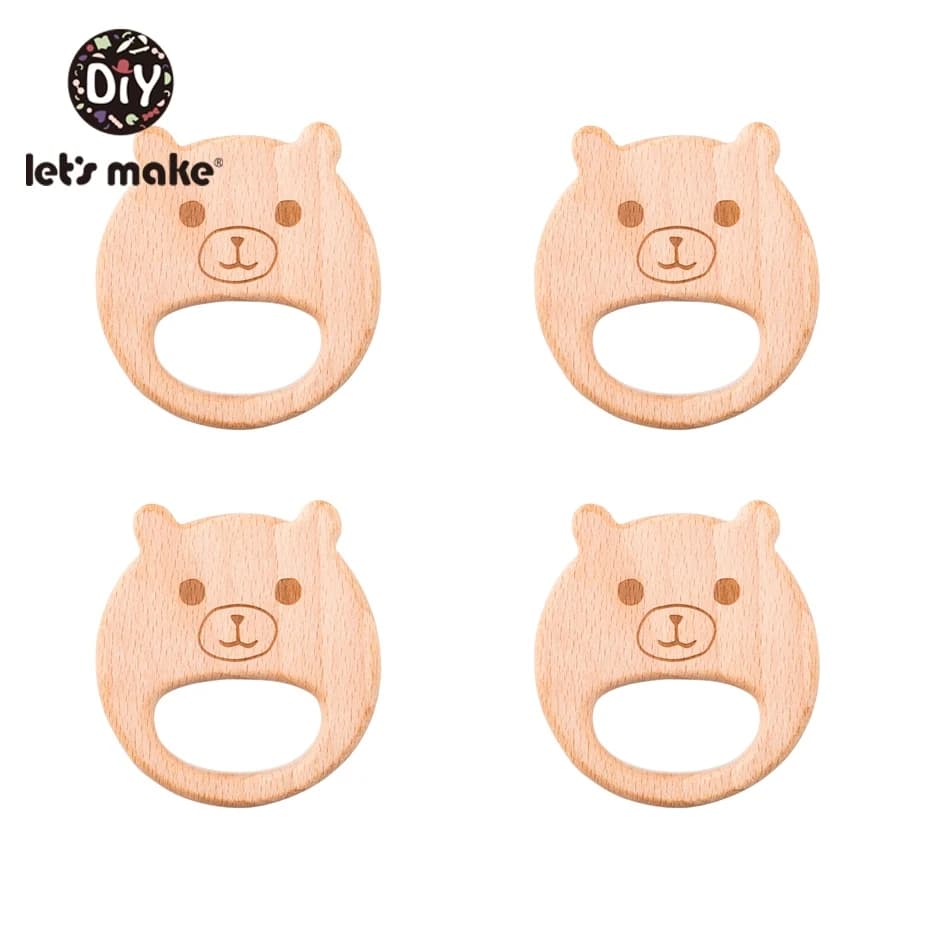 Let's Make-Jouets de dentition en bois de hêtre pour bébé, pendentif d'allaitement inspiré Montessori, 10 pièces