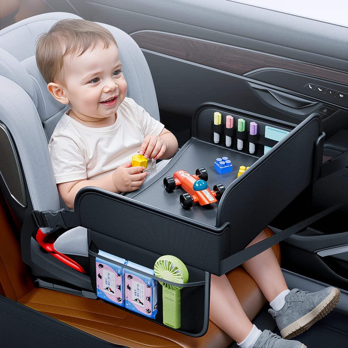 Table à dessin en cuir pour enfants, voiture, salle à manger, plateau de siège de sécurité universel, siège arrière, outil de Table pour