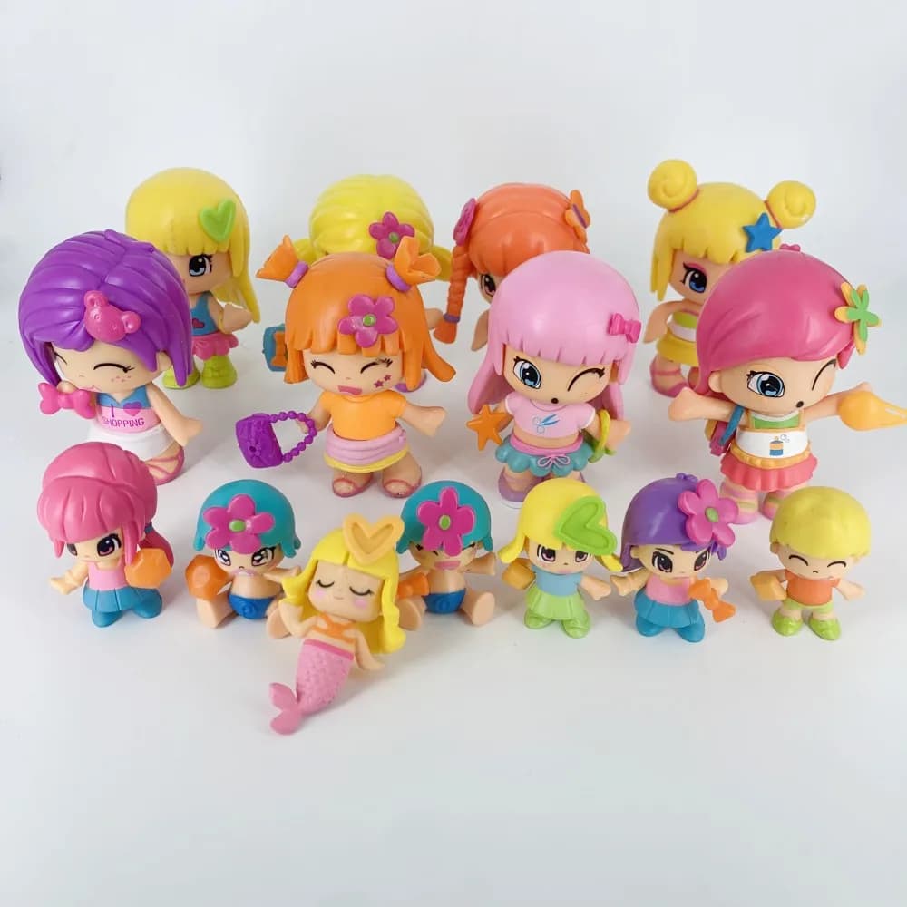 8 pièces Doubleface Pinypon Gilrs et petit bébé figurine poupées pour enfants bricolage dessin animé détachable Figuras jouets cadeau de noël
