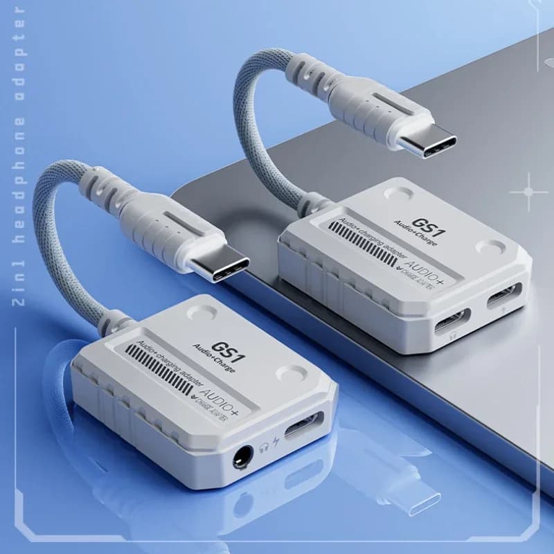 Nouveau Plextone GS1 2 en 1 convertisseur de casque Interface type-c prend en charge 60W charge rapide adaptateurs de bénédiction sonore stéréo 3D