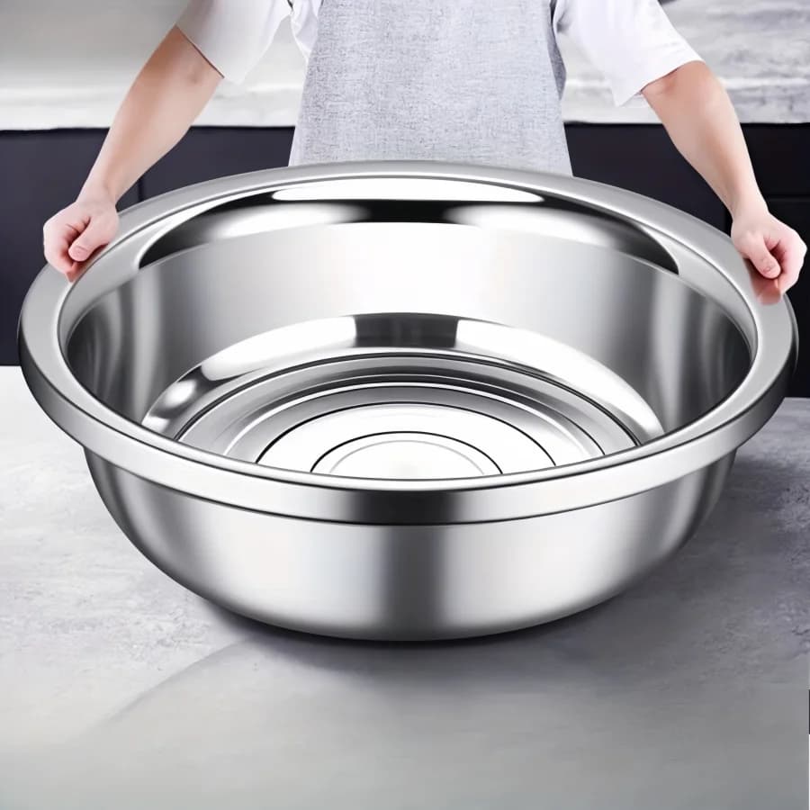 Bols à salade de cuisson en métal surdimensionné de 36cm, bol de lavage de grande capacité, ensemble de bols à mélanger en acier inoxydable pour