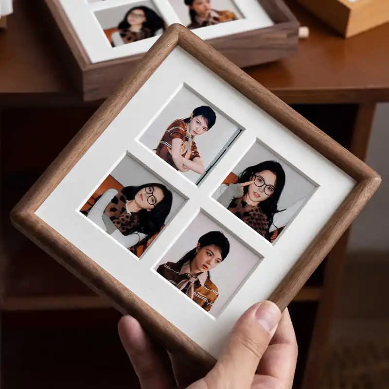Cadre Photo carré 15x15cm, noyer noir de haute qualité, grille de bricolage pour Couple, cadre Photo en bois de mariage, support pour décoration de