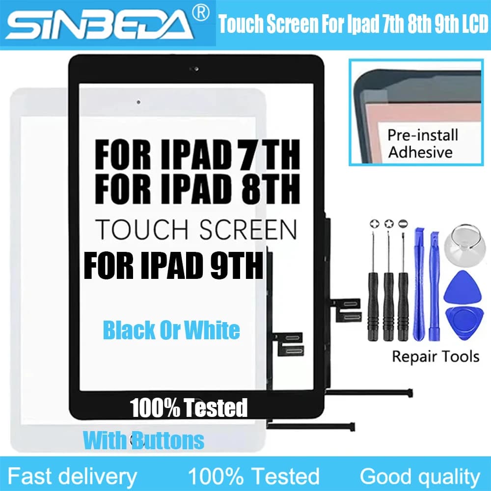 Pour iPad 7 8 9 2019 / 2020/2021 7thGen / 8thGen 9th LCD écran tactile extérieur numériseur avant verre affichage écran tactile remplacement