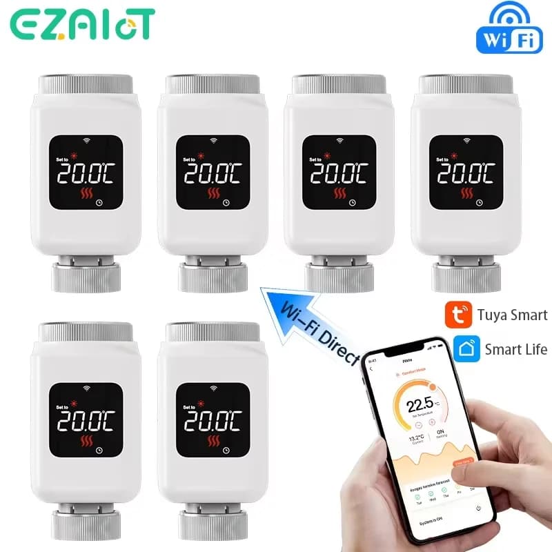 Vanne de radiateur thermostatique WiFi intelligente Tuya, TRV, application Programmable, contrôleur de température à distance, chauffage avec Alexa