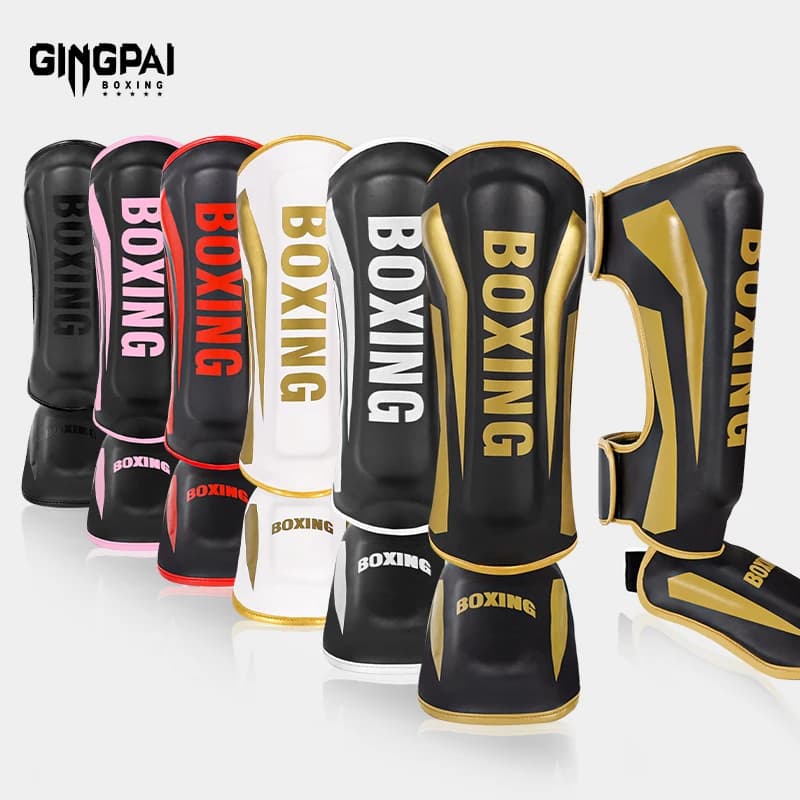 Protège-jambes avec pied et dos pour adulte et enfant, équipement de protection professionnel, boxe, sanda, taekwondo, gastronomie gratuite