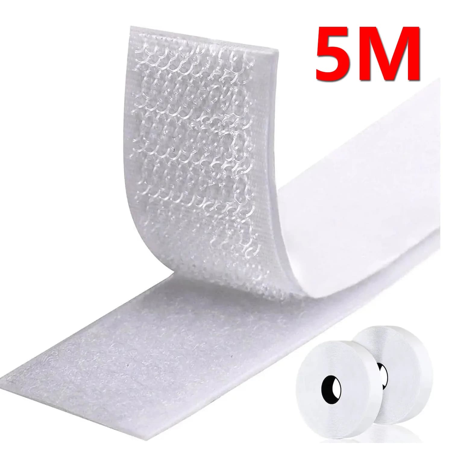 Autocollant adhésif blanc en Nylon avec colle, 20 ~ 50mm, 5 mètres/paires, bande en tissu, bande auto-adhésive solide, crochet et boucle,