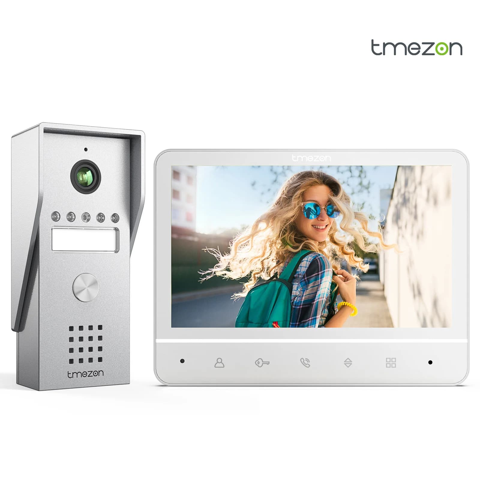 TMEZON-visiophone à 4 fils, interphone avec sonnette, interphone avec caméra, affichage de documents de 7 pouces, caméra à large vue de 120 °