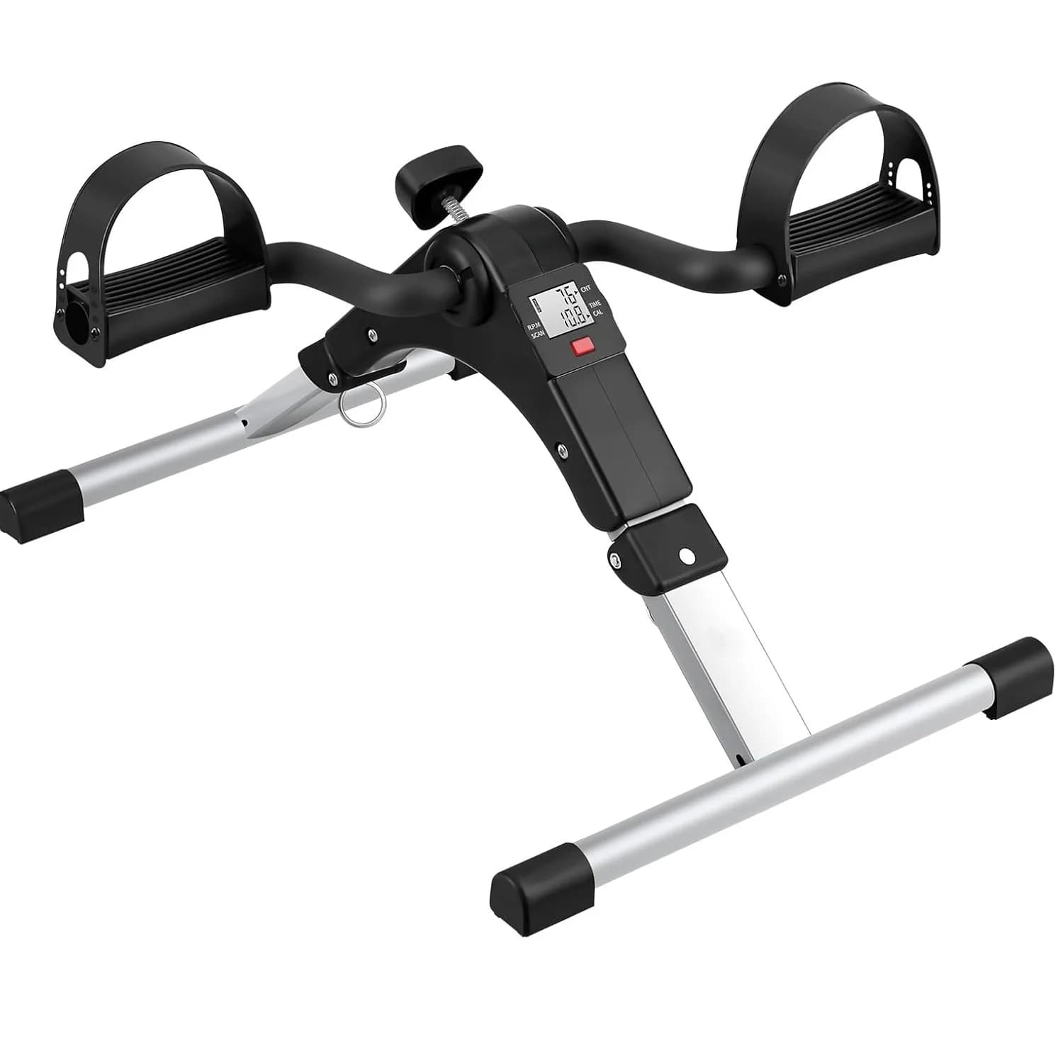 Mini Vélo d'Appartement, Pedalier d'appartement Portable avec Ecran LCD, Résistance Réglable, Bras Jambes Entraîner, Noir/Noir Argent