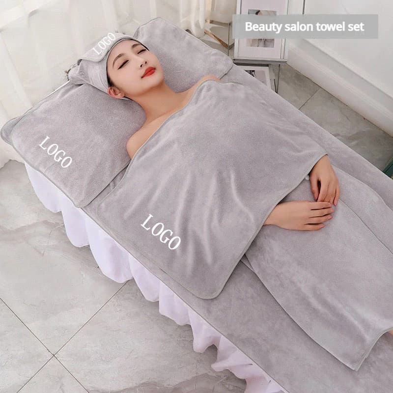 5 pièces SPA serviettes dédiées épaissi Salon de beauté Logo personnalisé bain cheveux serviette ensemble motif personnalisé serviette de lit