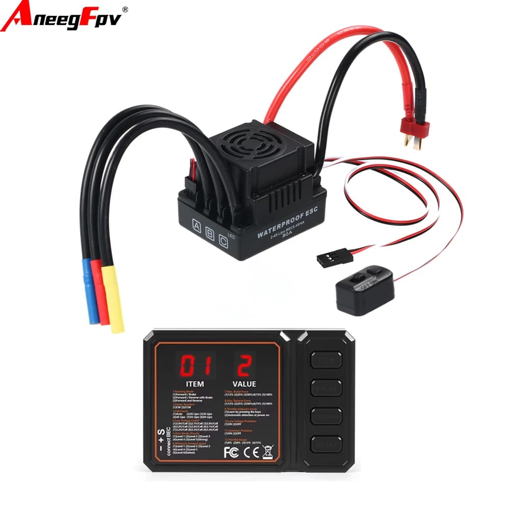 Contrôleur de vitesse électrique sans balais RC 120A avec carte programmée 5.8V / 3A SBEC 2-4S pour voiture RC 1/8 1:8