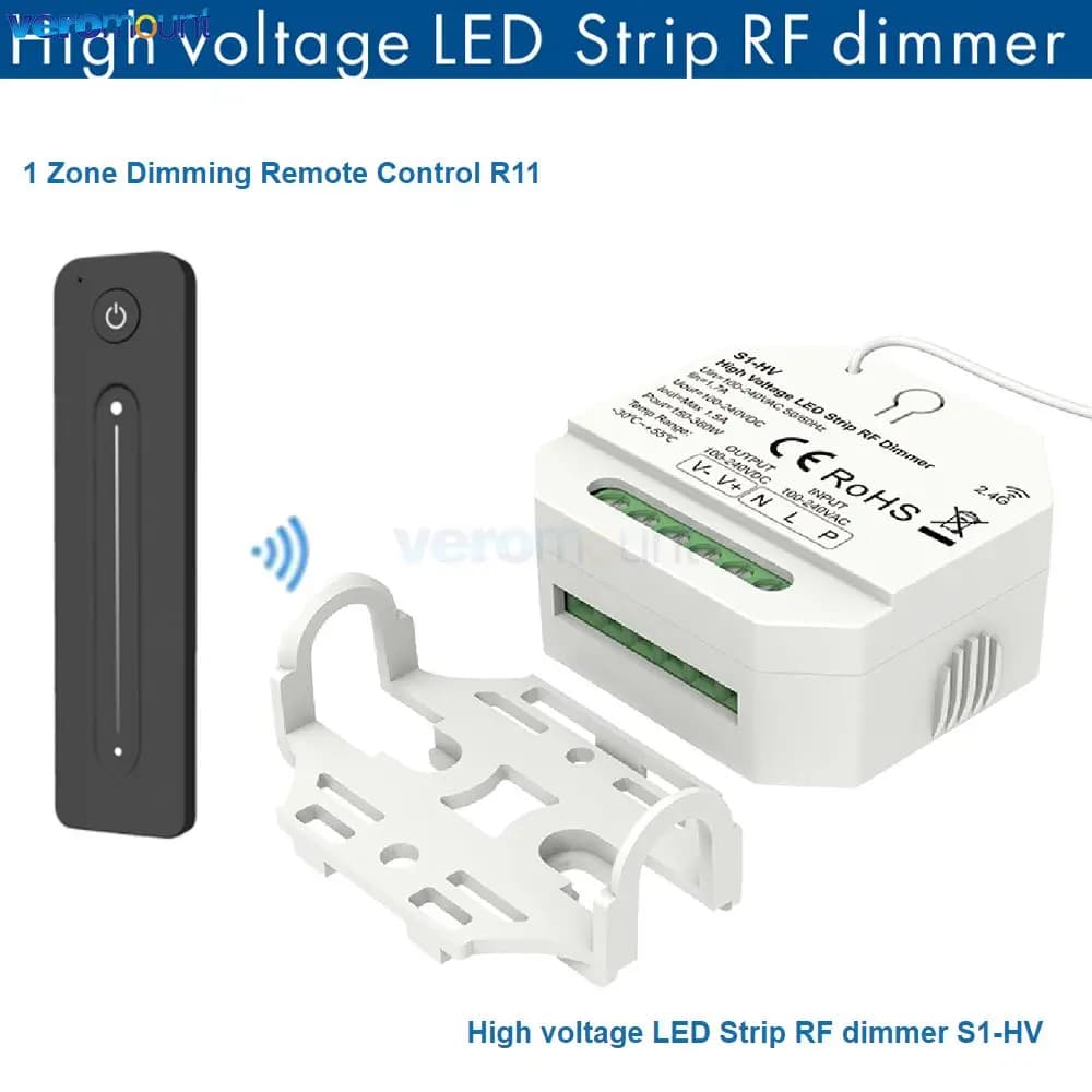 Skydance S1-HV 1CH * 1.5A AC 110 220V haute tension LED bande RF variateur avec fonction de gradation Push Swich 2.4G RF télécommande R11