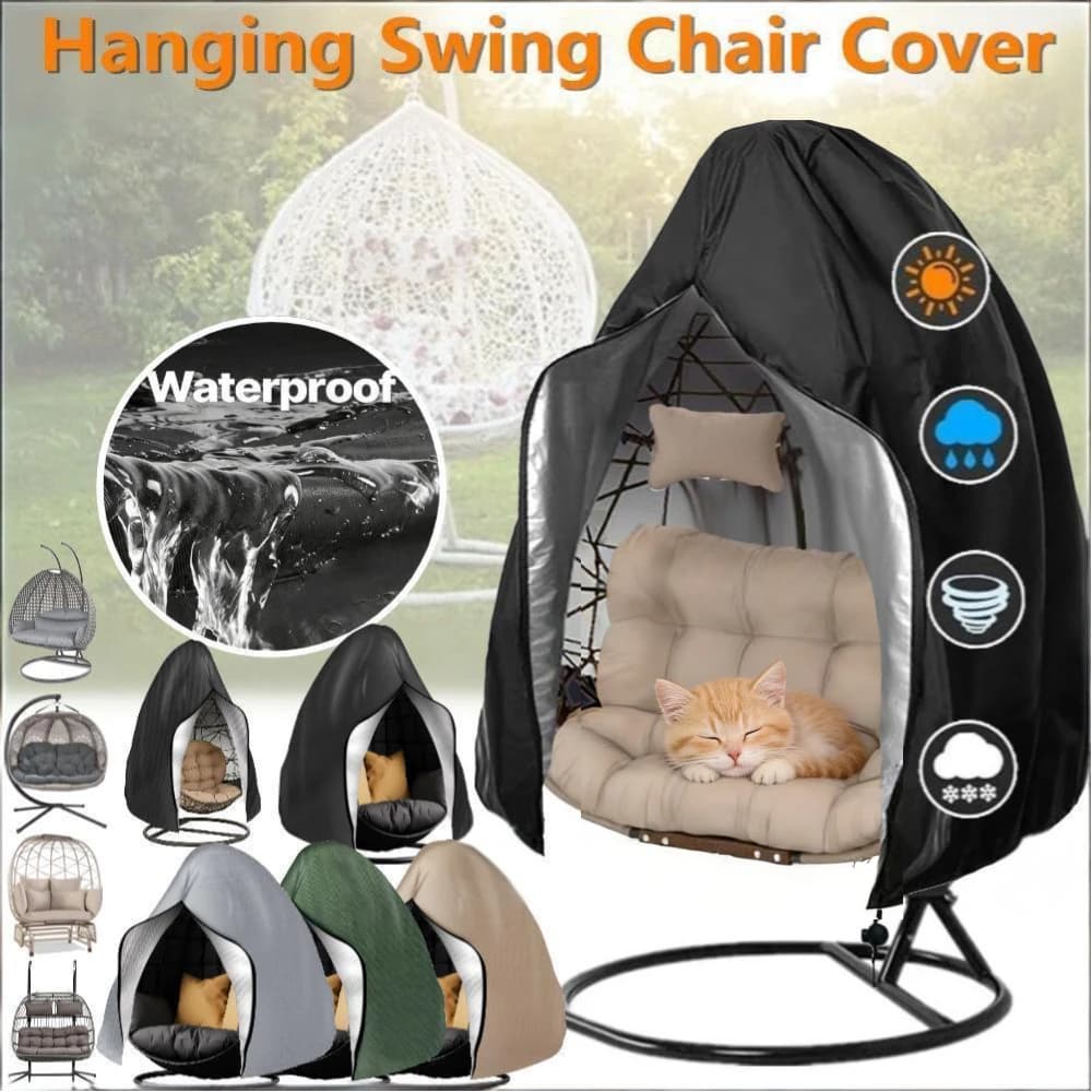 Housse de protection imperméable 210D pour fauteuil suspendu œuf de patio, résistante au vent, pour siège simple/double, protection
