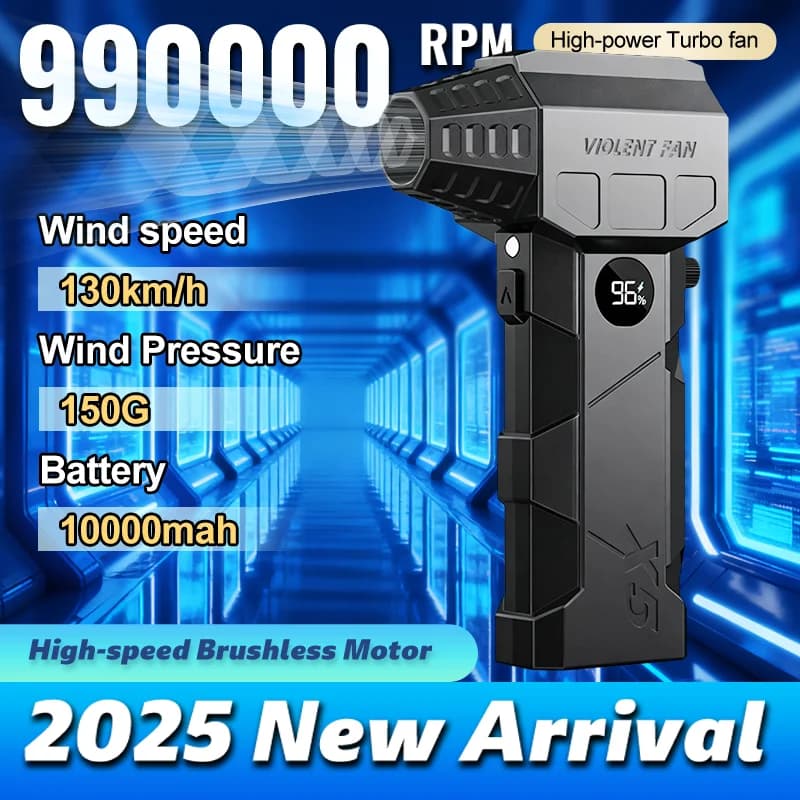 990000 tr/min puissant ventilateur Turbo ventilateur moteur sans brosse Turbo ventilateur vitesse du vent 75 m/s 10000 mAh avec écran LED plumeau