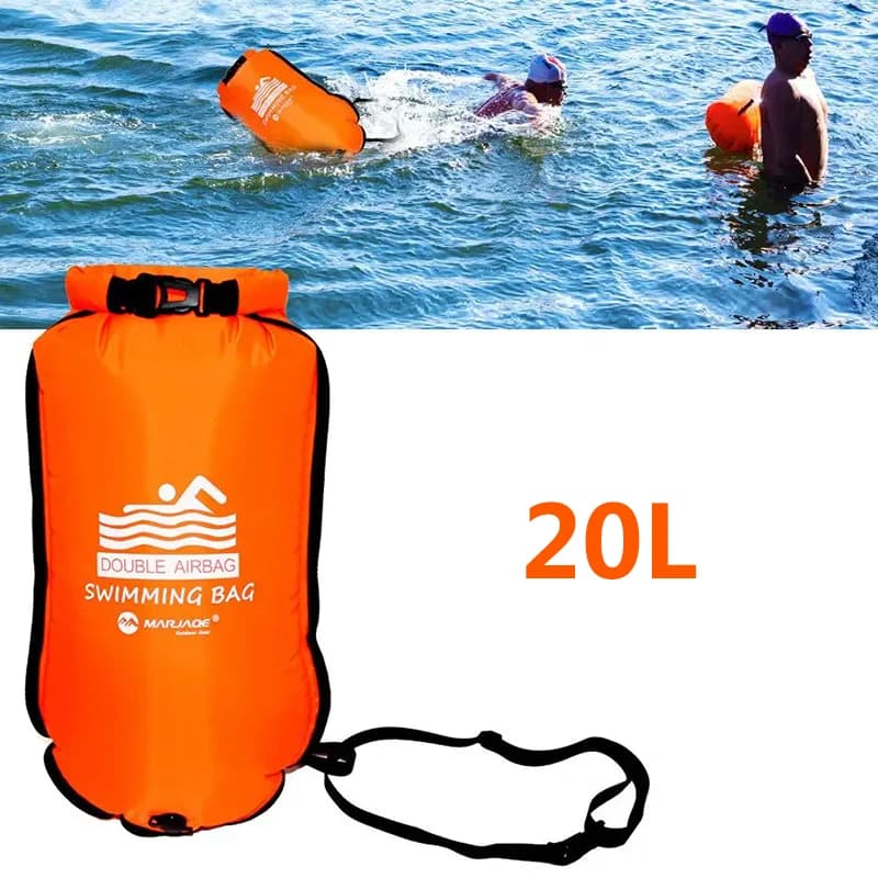 Bouée de natation gonflable ouverte de 20l, sac flottant de remorquage, Double airbag, Sport aquatique, bouée de natation, sac de séchage d'air
