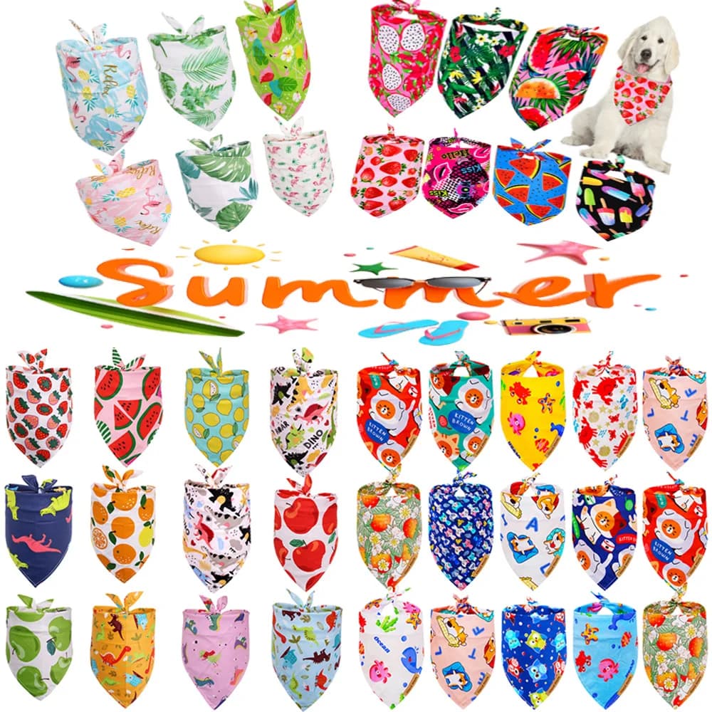 Bandana d'été en vrac pour animaux de compagnie, foulard pour fruits, bavoirs pour chiots, accessoires de toilettage pour petits chiens et chats, 30