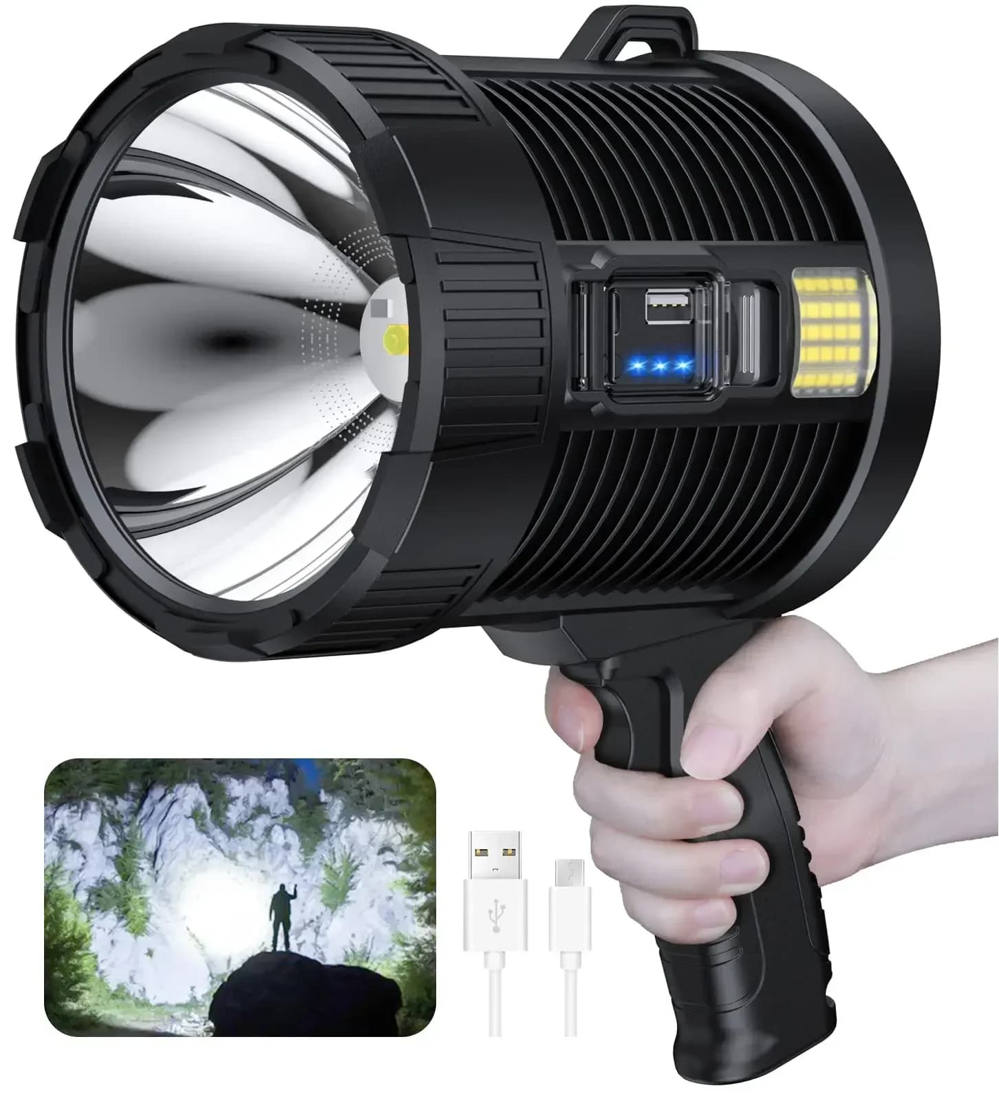 Projecteur rechargeable 900000   Lumens Led spots poche grande lampe de poche Super lumineux projecteurs solaires extérieurs projecteur