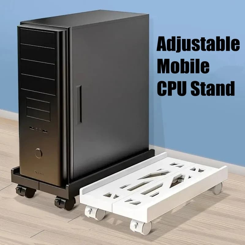 Support de tour de PC Mobile réglable avec roulettes sous le support de processeur de bureau support hôte d'ordinateur Mobile Stable réglable pour