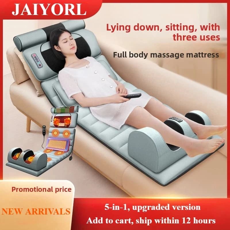 Matelas de Massage électrique complet du corps, avec chauffage, contrôle des mains, épaule, cou, taille, Airbag, dos, pétrissage, coussin de