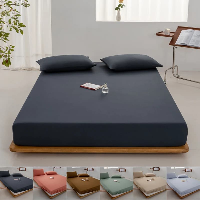 Drap-housse en coton doux, taille simple, double, king, queen, avec bande élastique, drap de lit, linge de lit 100/120/150/180/200