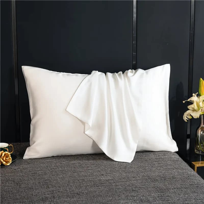 Housse de coussin en soie de mûrier naturelle, enveloppe de couleur unie, literie, taie d'oreiller pour dormir, 40x80