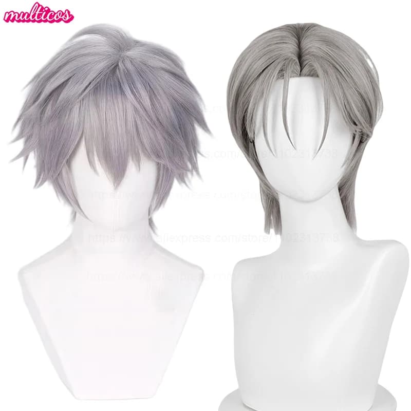 Jusqu'à la perruque de Cosplay Alien Stage Cosplay argent gris résistant à la chaleur cheveux spectacle de scène conique-con noël Halloween Anime