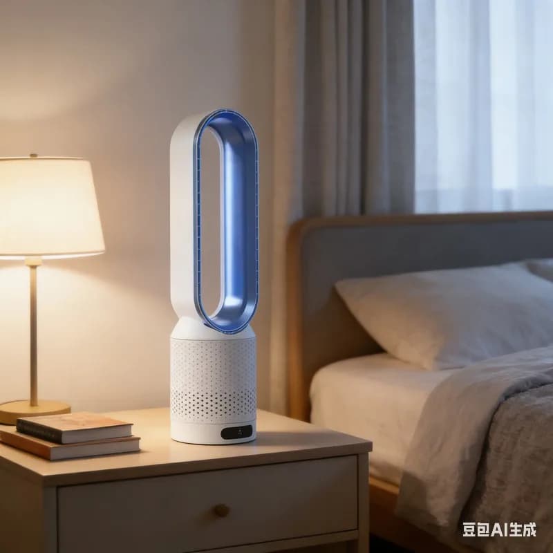 Ventilateur sans pales Touch-Blue, purification de l'air par ions négatifs 90 °   Ventilateur tour oscillant à 8 vitesses avec télécommande et