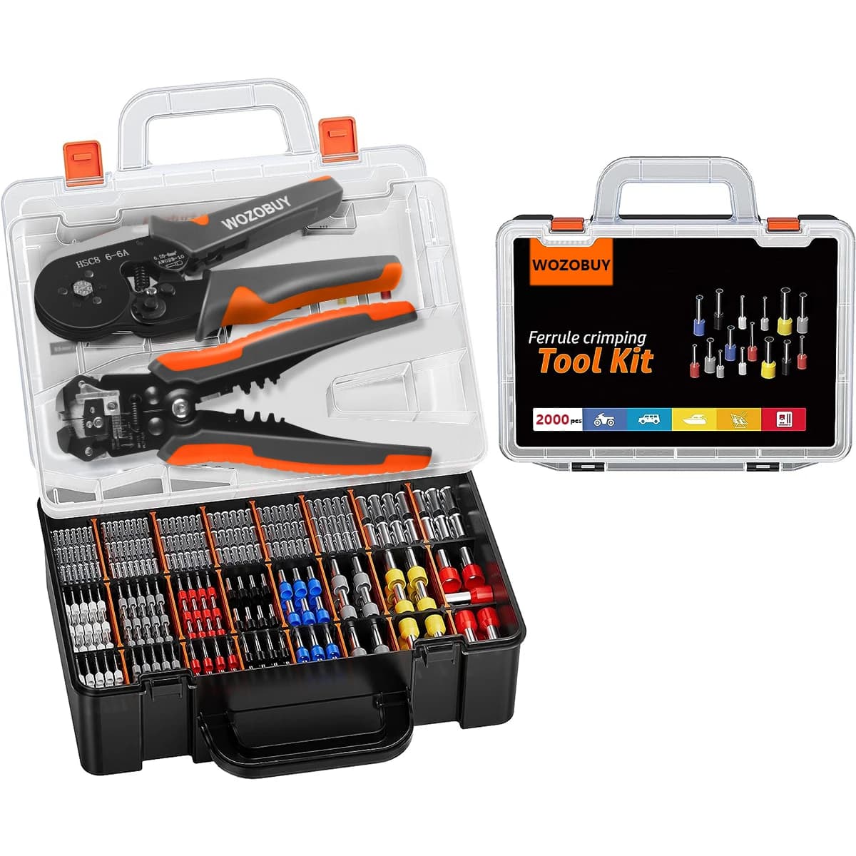Kit d'outils de sertissage de virole, pince à sertir auto-ajustable HSC8 6-6A AWG 23-10 + pince à sertir |   Pince à sertir hexagonale pour borne