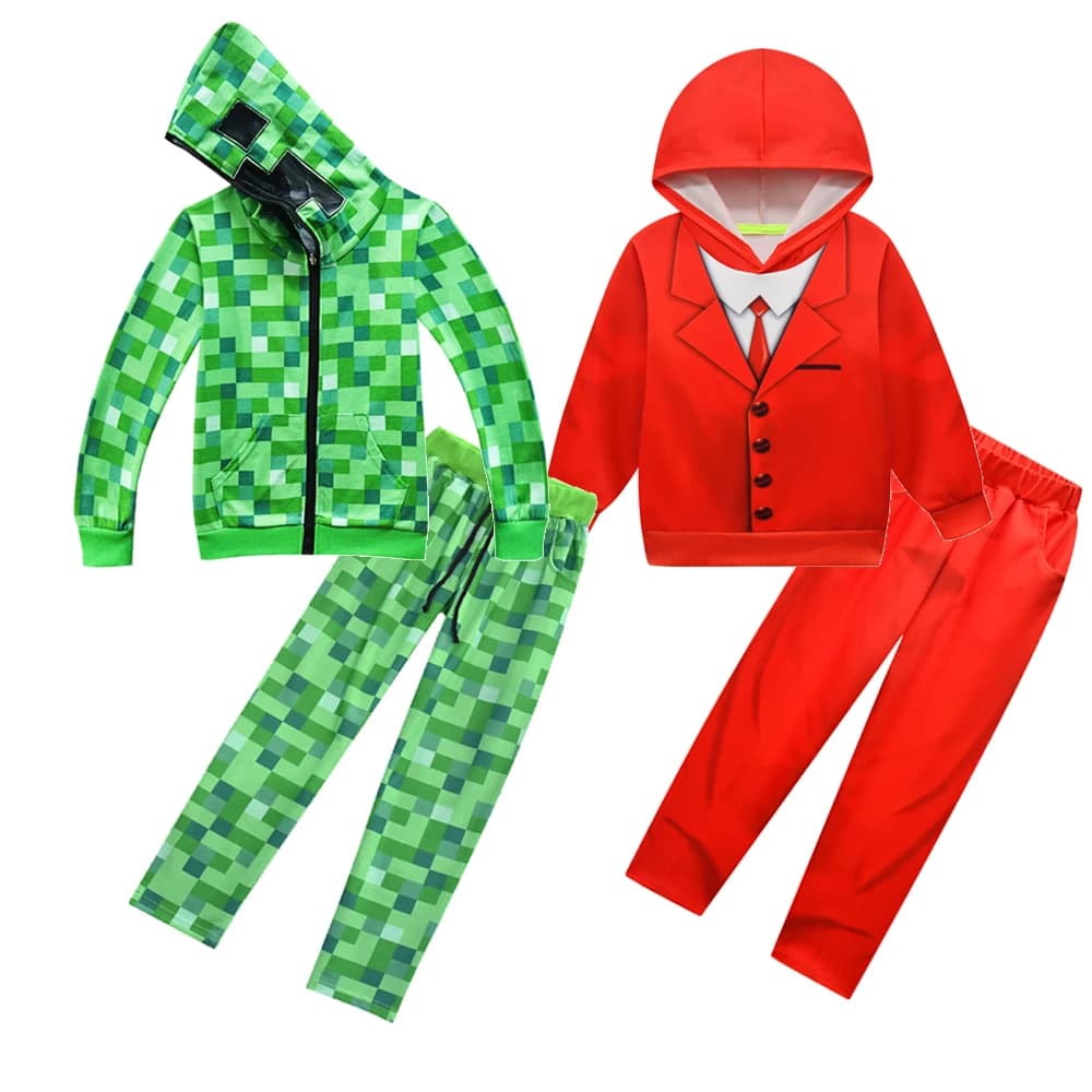 Costumes de cosplay Sammy Pocket Devs pour garçons et filles 2026 – Cardigan à carreaux vert et sweats à capuche pour enfants – Tenues de fête