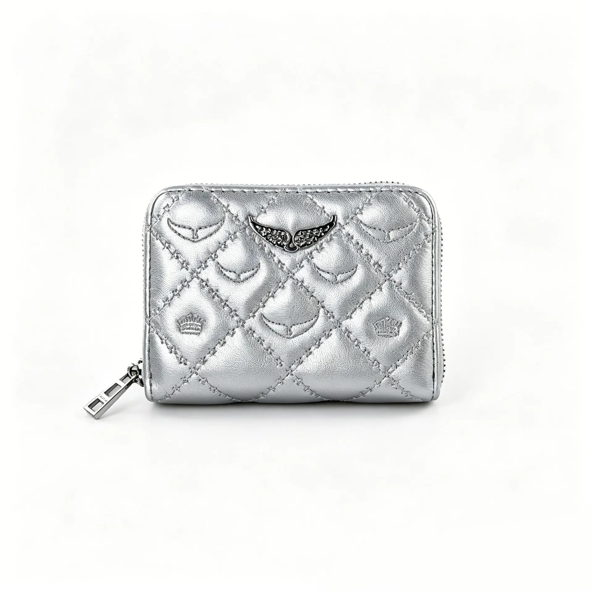 Portefeuille Classique Tendance de Marque de Luxe, Mini Porte-Monnaie Multi-emplacements avec Fermeture Éclair, Porte-Cartes en Cuir PU pour Femme,