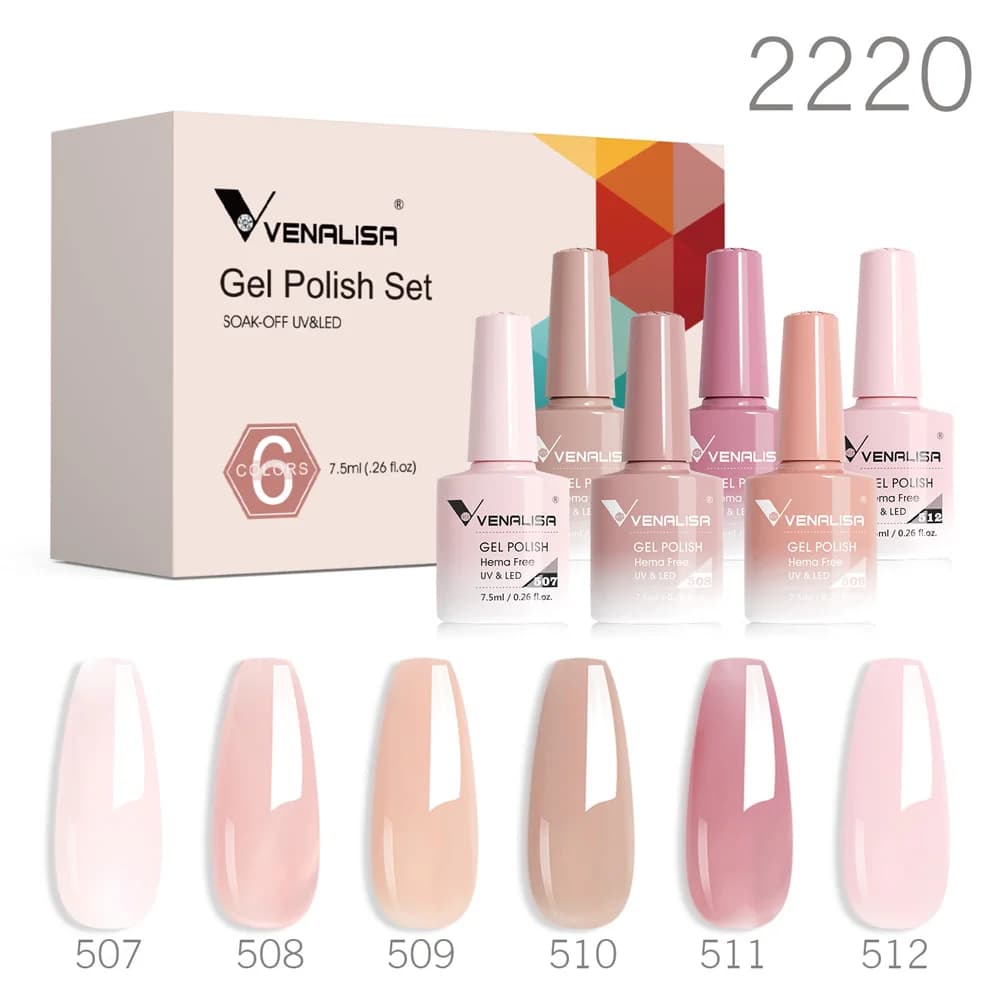 Venalisa – Kit de vernis à ongles Gel couleur rose gelée, semi-transparent, sans HEMA, auto-nivelant, couleur chair, rose naturel, ensemble de