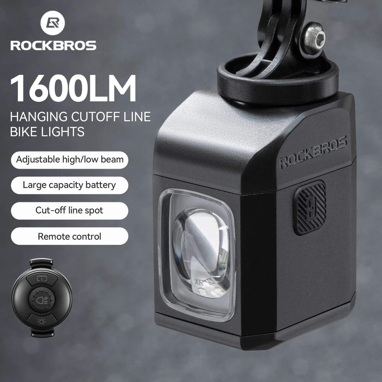 ROCKBROS 1600LM lumière de vélo télécommande affichage numérique lanterne de cyclisme phare PX6 lumières de vélo intelligentes toutes saisons