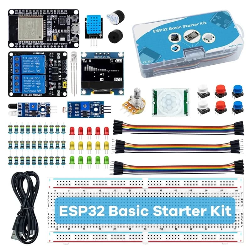 Kit de démarrage de base pour carte de développement WIFI ESP32 ESP-32S pour kit d'apprentissage des projets Arduino avec tutoriels kit ESP32 avec