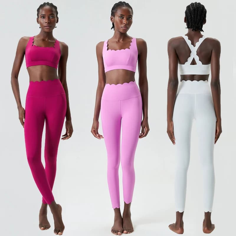 Costume de gymnastique deux pièces pour femmes, couleur unie, ensemble de Yoga, Fitness, Super Streth, Slim Fit, vêtements de course, vêtements