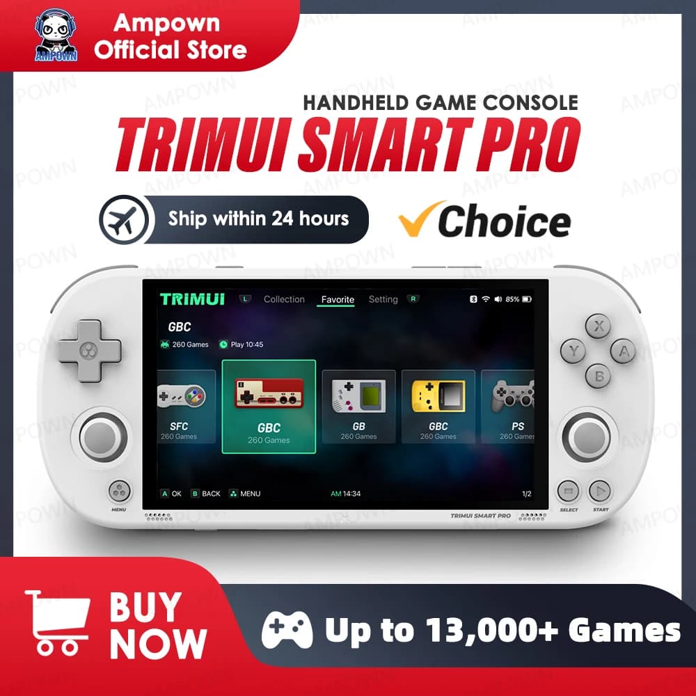Trimui Smart Pro Console de jeu portable 4.96 ''écran IPS système Linux Joystick éclairage rvb Smartpro rétro lecteur de jeu vidéo cadeau
