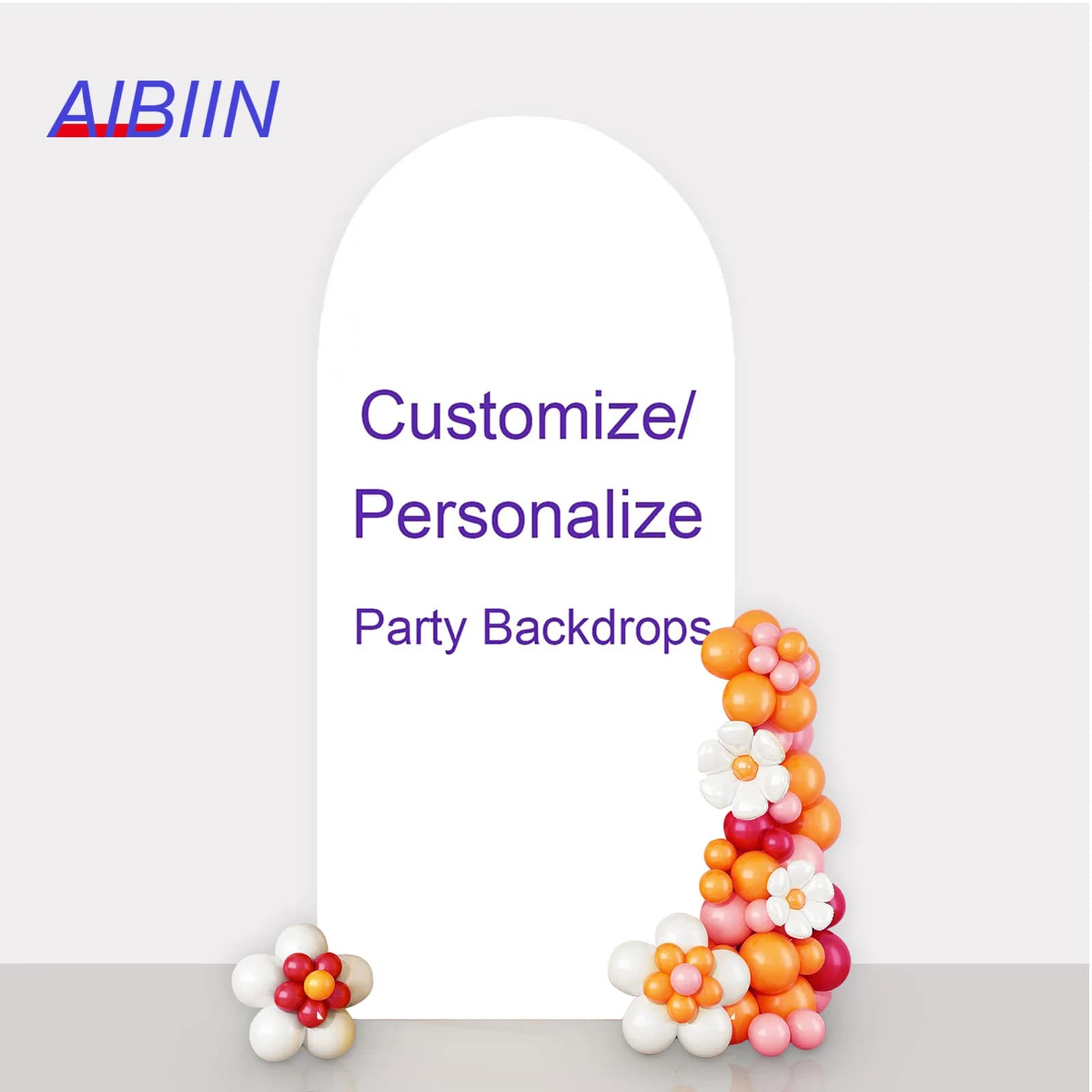 AIBIIN – couverture d'arc de mariage personnalisée, tissu élastique en Spandex ajusté pour toile de fond ronde, décoration de fête